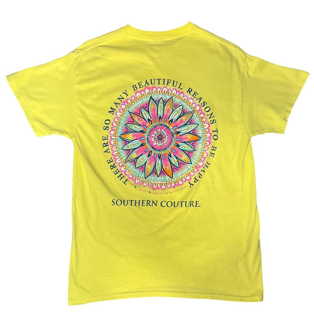 Southern Couture Floral Yellow T-shirt Size Medium